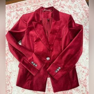 Women's WHITE HOUSE BLACK MARKET Velvet Red Tailored Blazer Jacket